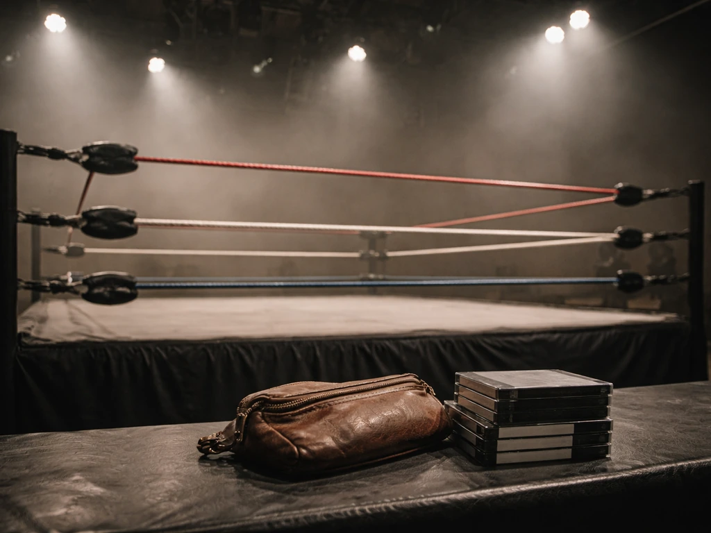 Empty wrestling ring set under TV studio lights, suggesting broadcast and promotion revenue sources