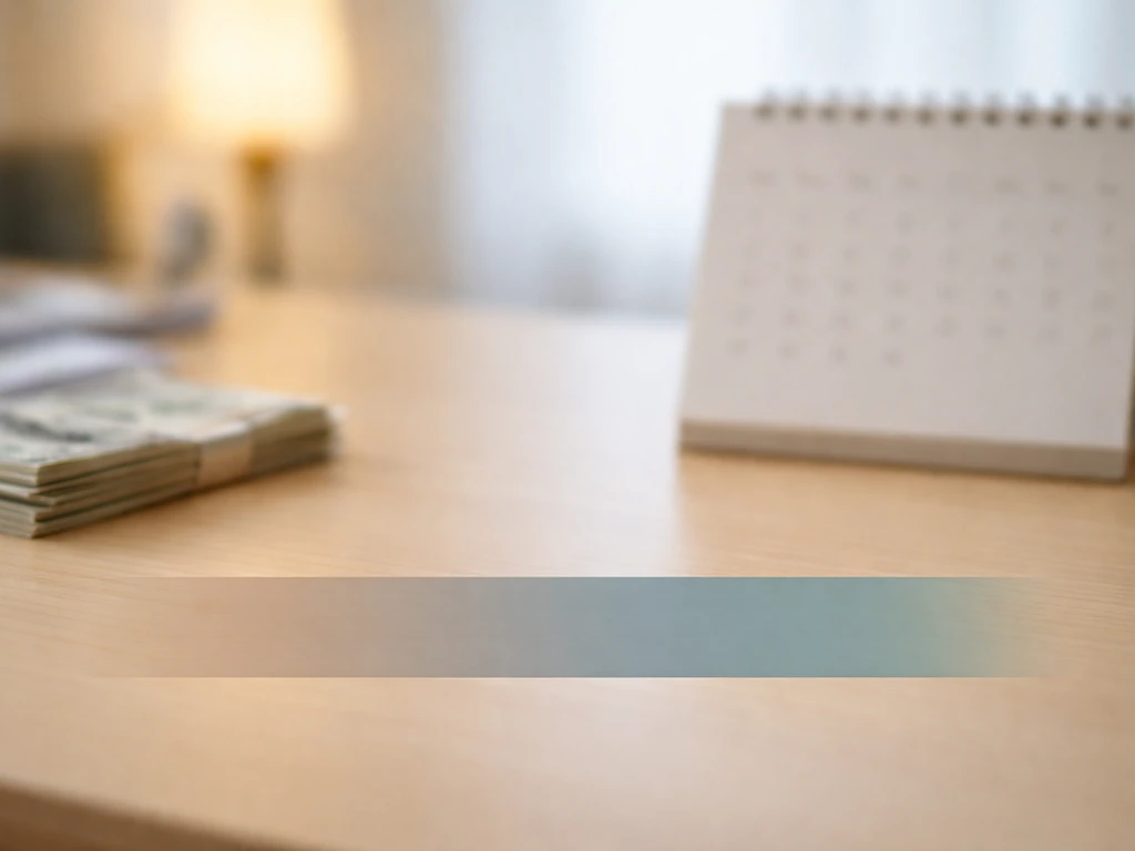 Minimal photo showing a blurred range-band concept with cash and a calendar page to imply uncertainty and timing