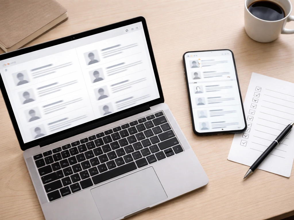 Two separate desktop views suggesting different identity search results for “Adam Couser,” with a confirmation checklist
