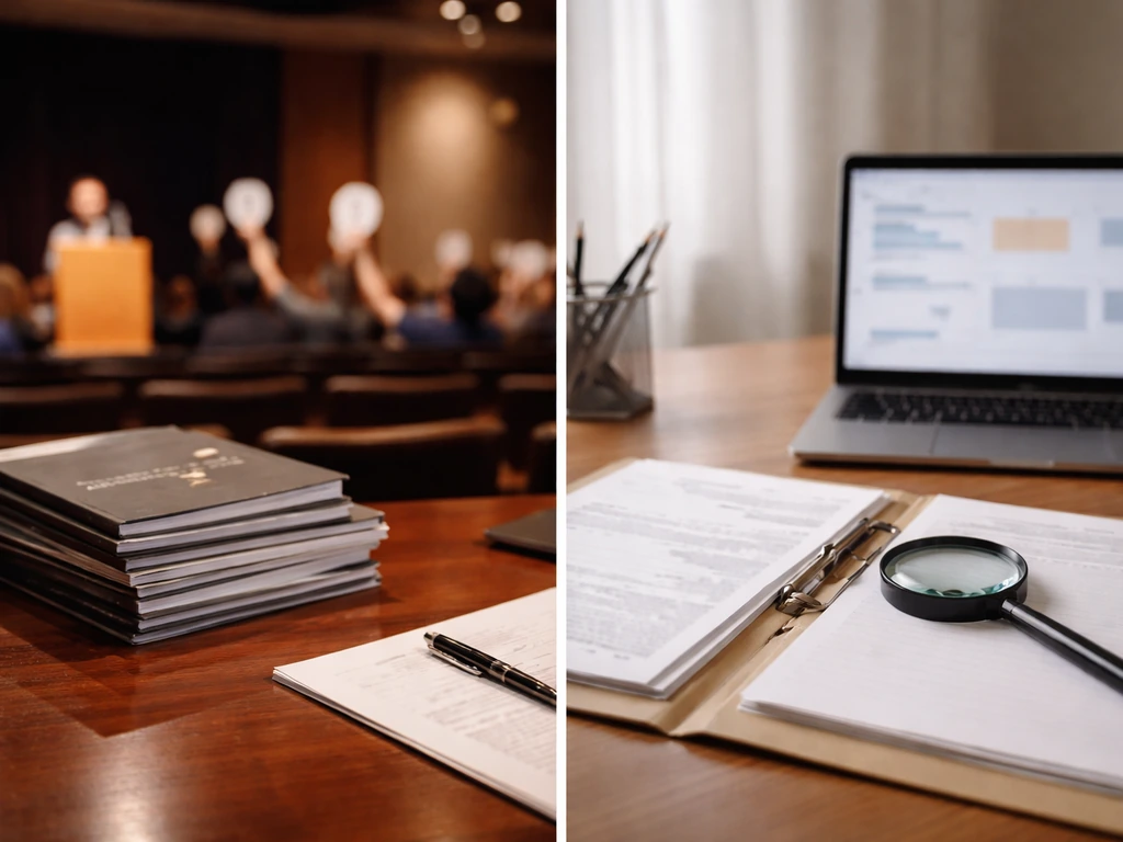 Auction house floor with paddles and a separate document-style valuation view suggesting estimating net worth.