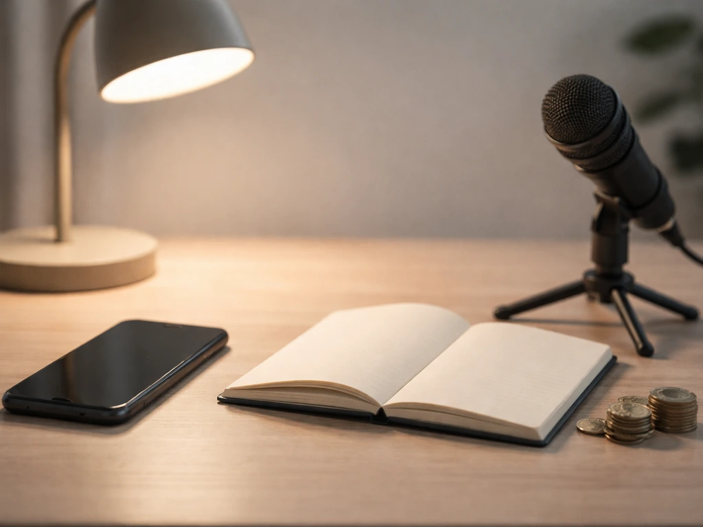 Minimal photo of a desk with smartphone, notebook, and coins symbolizing proxy signals for net worth estimates